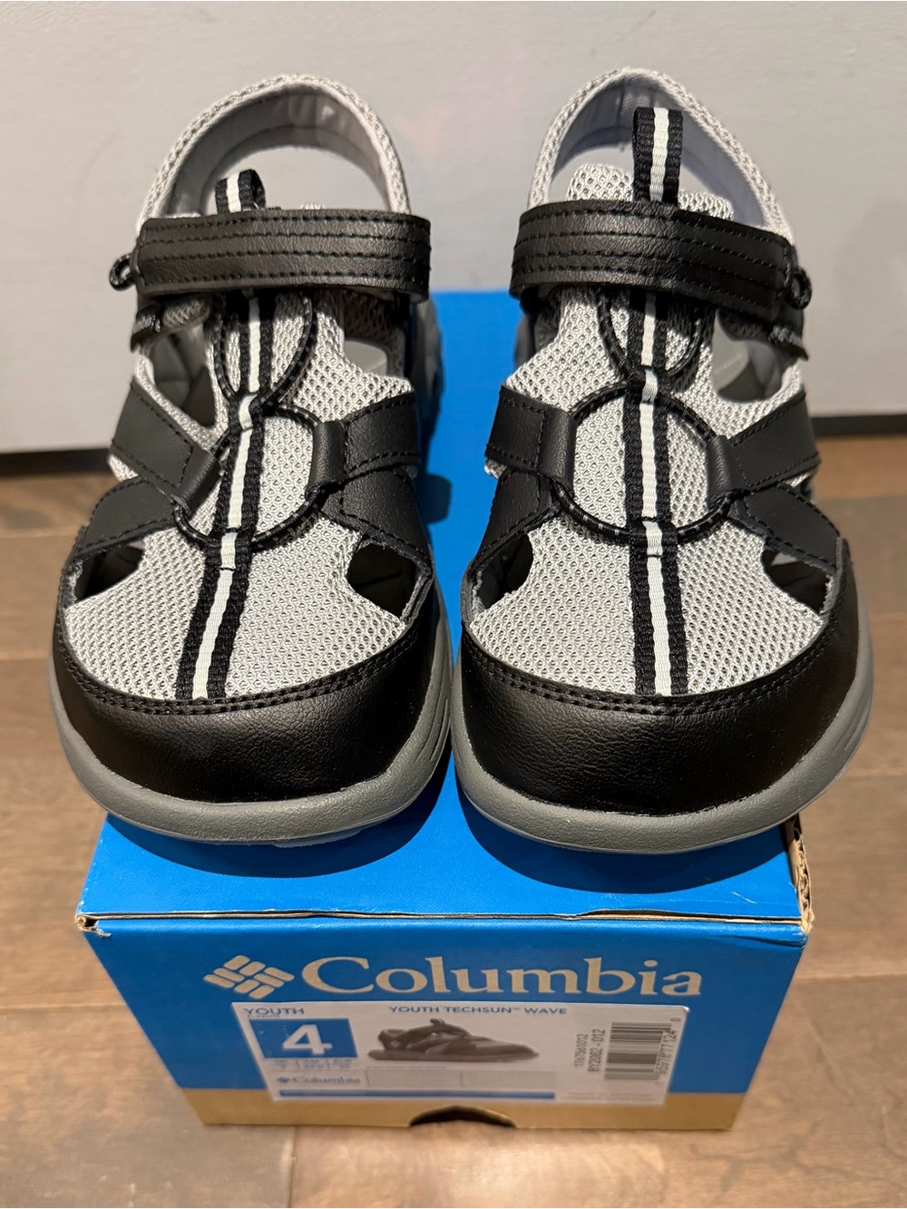 Columbia Gray and Black Youth Outdoor Sandals